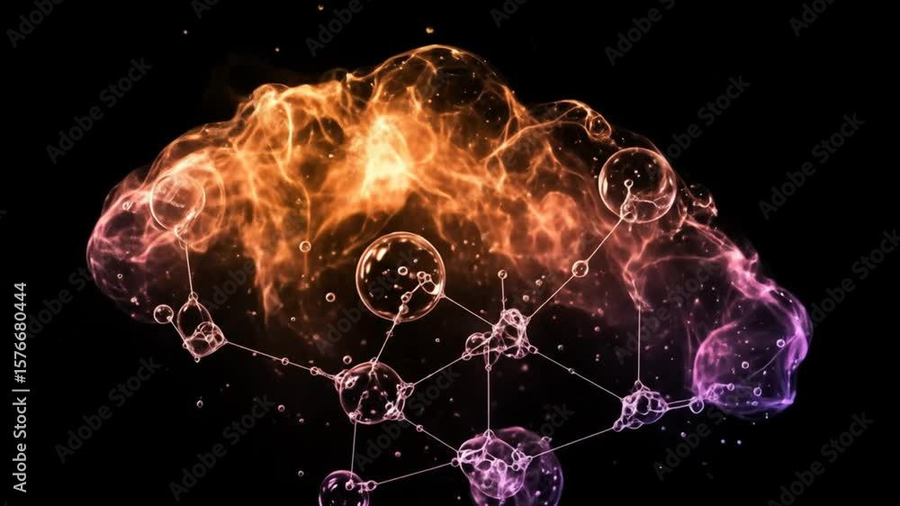 Aufkleber cloud computing abstract connected bubbles networks
