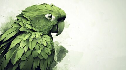 A stunning green parrot bird image with artistic digital rendering