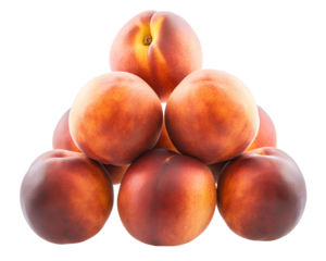 tas de pêches isolées sur un fond blanc