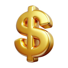 Golden dollar sign icon symbol currency wealth finance investment business success isolated on black background