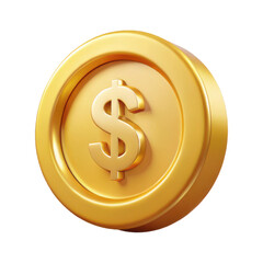 Gold coin dollar sign illustration for investment finance wealth and business concepts design element 3d