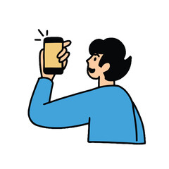 Man holding smartphone Vector 