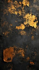 Black and Gold Textured Surface with Peeling Paint
