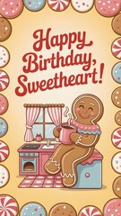 Naklejka premium Illustration of a gingerbread man with a happy smile