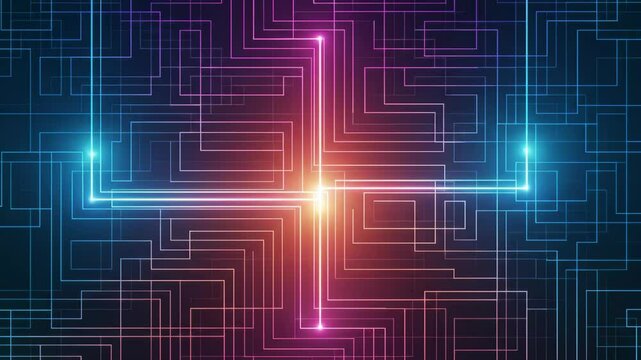 Abstract Futuristic Circuit Board Grid Background Loop
