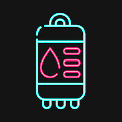 Icon blood bag. Medical elements. Icon in neon style.