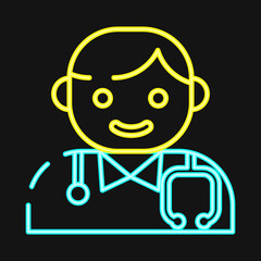 Icon doctor. Medical elements. Icon in neon style.