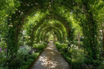 Obraz premium Lush garden archway path