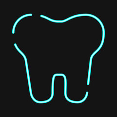 Icon teeth. Medical elements. Icon in neon style.