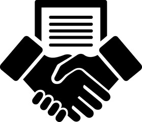 Business Handshake with Contract Document – Partnership Agreement Vector Icon