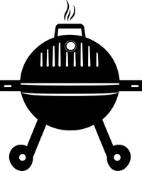Round Charcoal BBQ Grill with Steam – Outdoor Cooking Vector Icon
