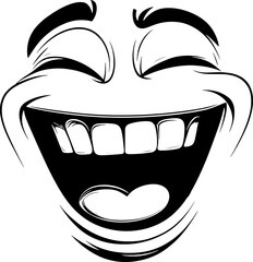 Big Laughing Face with Wide Open Mouth – Comic Style Joy Expression Vector
