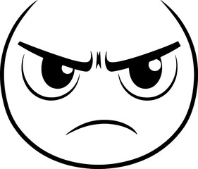 Angry Face Expression Vector with Frowning Eyebrows and Intense Eyes
