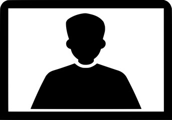Black Silhouette of Male Head and Shoulders in Minimalist Style