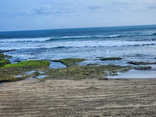 Coastal Landscape with Waves Crashing on the Shore