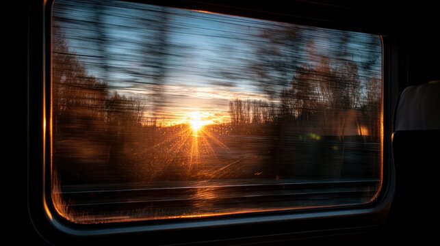 Sunset view from a train window