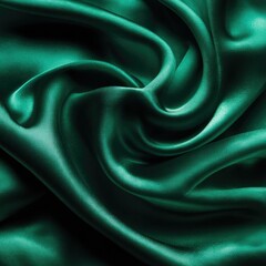 Obraz premium Close-up of rich, dark teal fabric with soft, swirling folds and luxurious sheen, exhibiting a smooth, elegant texture