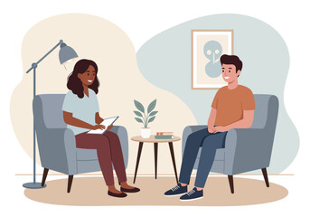 Diverse Therapist and Patient in Counseling Session.