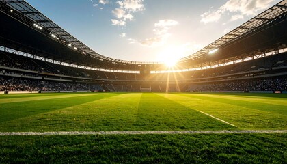 Sunset at the Stadium: A Breathtaking View of a Modern Soccer Arena
