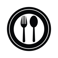Plate With Fork And Spoon Icon Vector Illustration