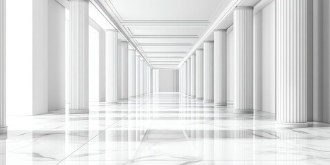Obraz premium Interior Corridor with Columns and Marble Floor