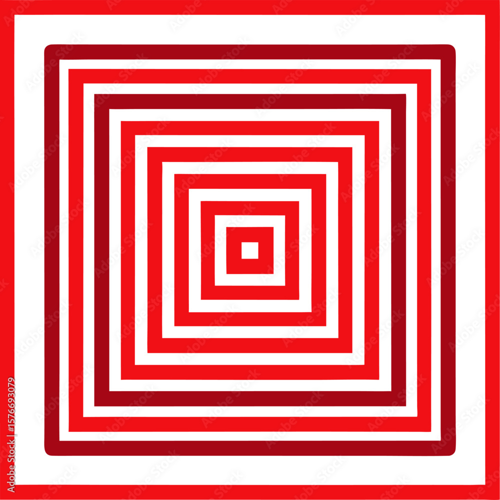 Poster concentric square line‑pattern, digital art texture with white background.