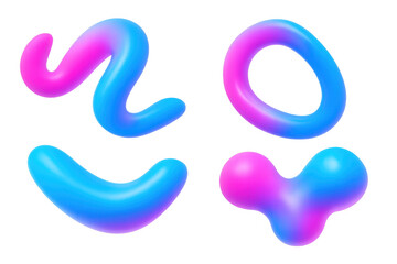 Four colorful abstract shapes with a transparent background are floating, creating a vibrant and modern design