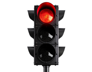 Realistic Vertical Traffic Light with Red Signal On Front View isolated on transparent background NG
