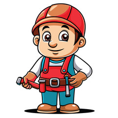 Fototapeta premium Cartoon character of a construction worker