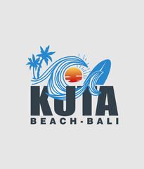 Kuta Beach Bali design t shirt vector illustration