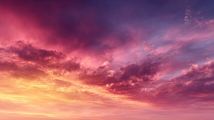 Fototapeta premium Vibrant Pink Purple Sunset Sky with Colorful Clouds