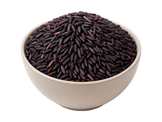 Bowl Full of Raw Black Rice Grains Rich in Antioxidants and Nutrients for Healthy Cooking and Diet, Isolated on Transparent and White Background