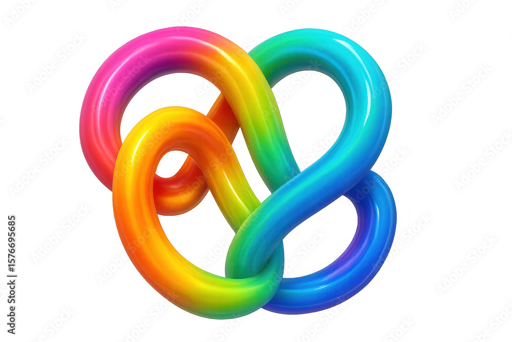 Poster colorful intertwined tubes creating a visually appealing abstract design on a transparent background