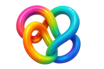 Colorful intertwined tubes creating a visually appealing abstract design on a transparent background