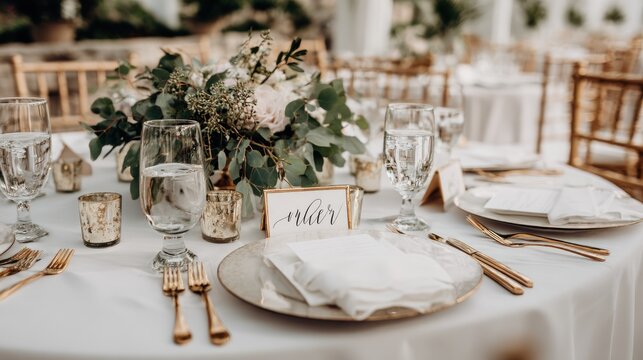 Elegant wedding reception table setting