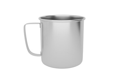 3D Render a stainless steel mug with a handle