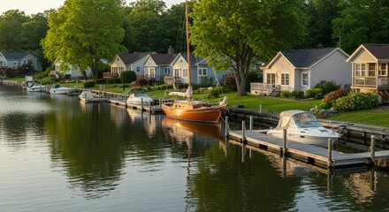 Obraz premium Canal homes waterfront scene