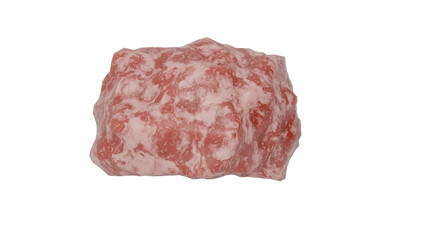 3D Render a piece of meat is shown on a white surface