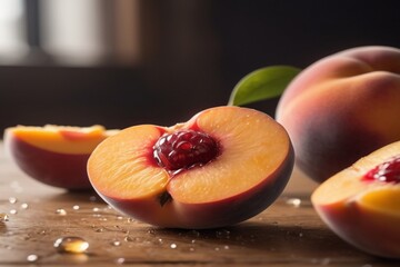 Artistic Peach Presentation with Half Cut and Whole