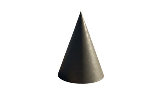 A dark gray cone isolated on transparent background