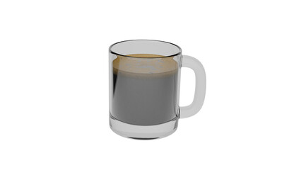3D Render a glass mug with a liquid inside of it