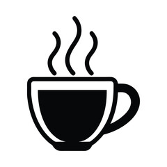 Coffee Cup With Steam Line Art Icon Vector Illustration