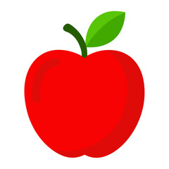 Fresh red apple fruit food vector icon on white background.
