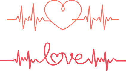 Heartbeat and health: an ECG pulse line symbolizing medical care and love for life