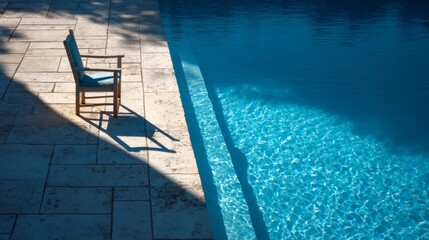 Obraz premium Blue Poolside Chair in Sunlight
