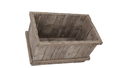 3D Render a wooden box with a handle on a white background
