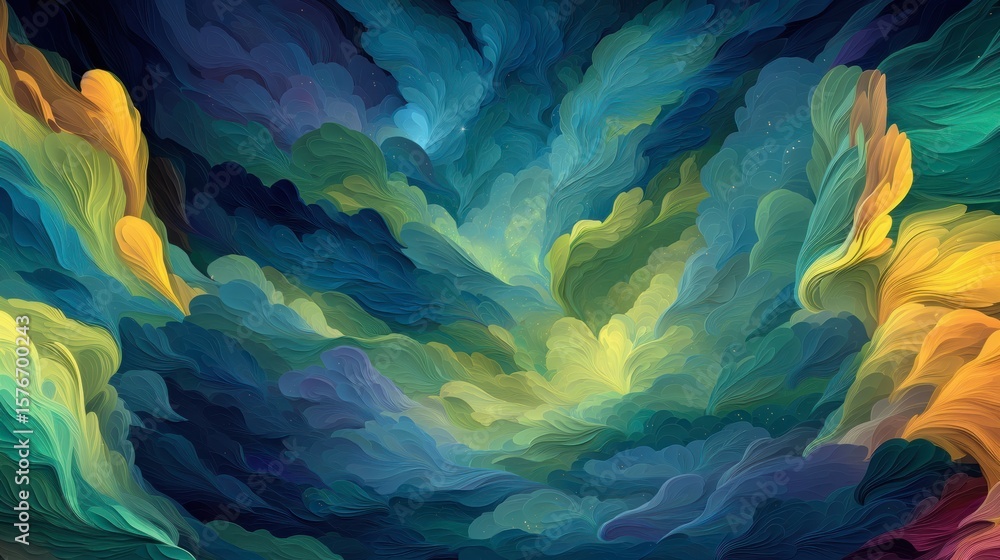Poster abstract artistic clouds: a captivating and artistic depiction of vibrant, swirling clouds, rendered