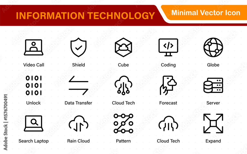 Aufkleber information technology icons set. set of it technology icons. industry concept factory of the future