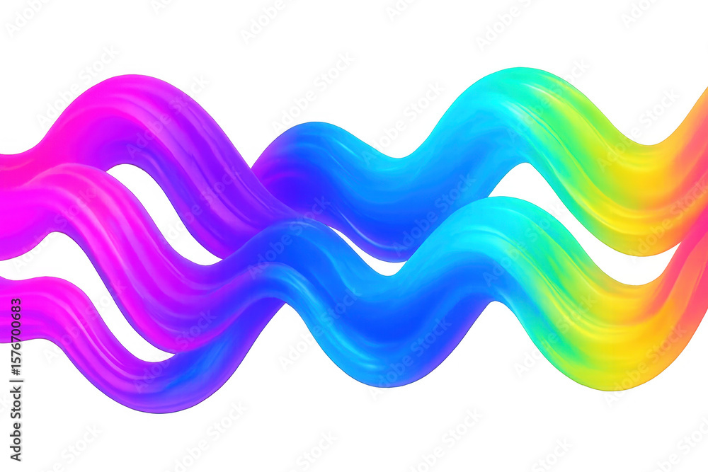 Poster Wavy multicolored lines undulating across transparent surface, generating dynamic abstract visual pattern