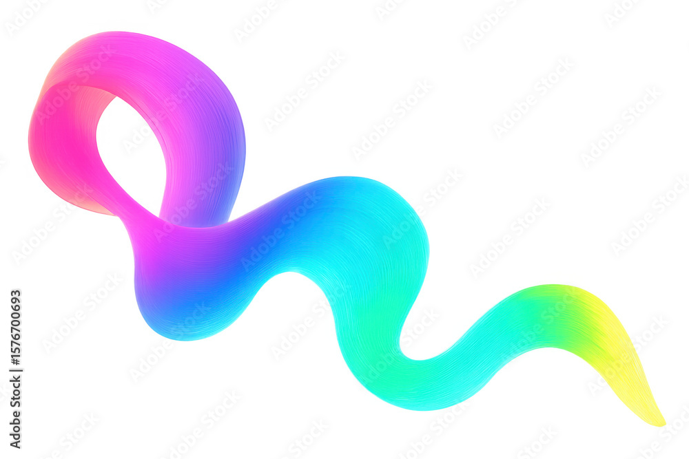 Poster paint brush stroke creating vibrant gradient wave pattern against transparent backdrop